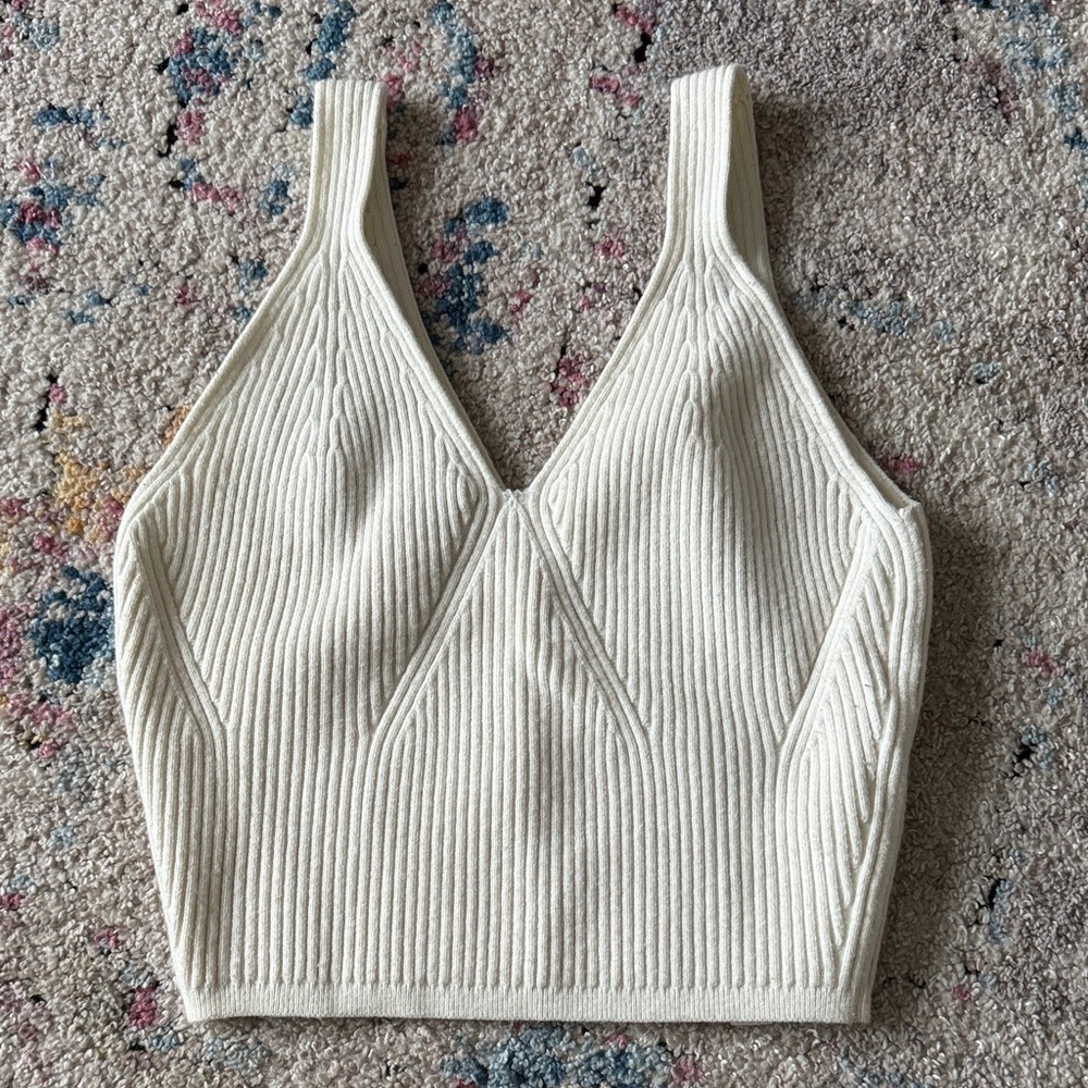 Lululemon Athletica Cream Ribbed Sweater Tank Top